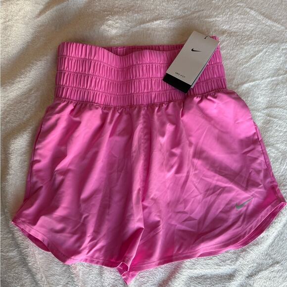 NWT Nike Dri-Fit High Rise Shorts Hot Pink - Picture 1 of 3